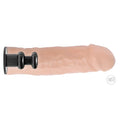 LoveBotz dildo adaptor featuring a realistic, tan textured silicone dildo attached to a black cylindrical base.