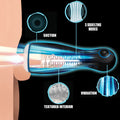 LoveBotz The Milker Extreme: A black automatic masturbator featuring suction, vibration, and squeezing modes.