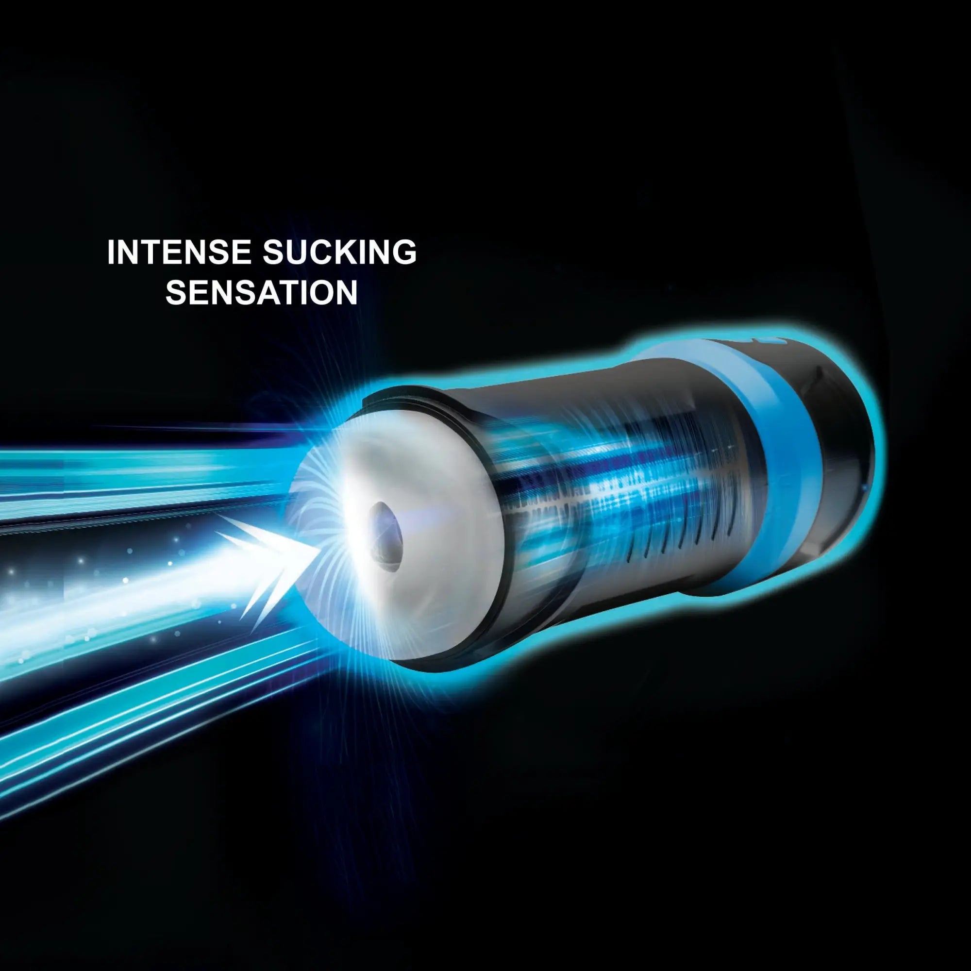 LoveBotz The Milker 13X black and blue masturbator with motion-blur effects emphasizing an intense sucking sensation.