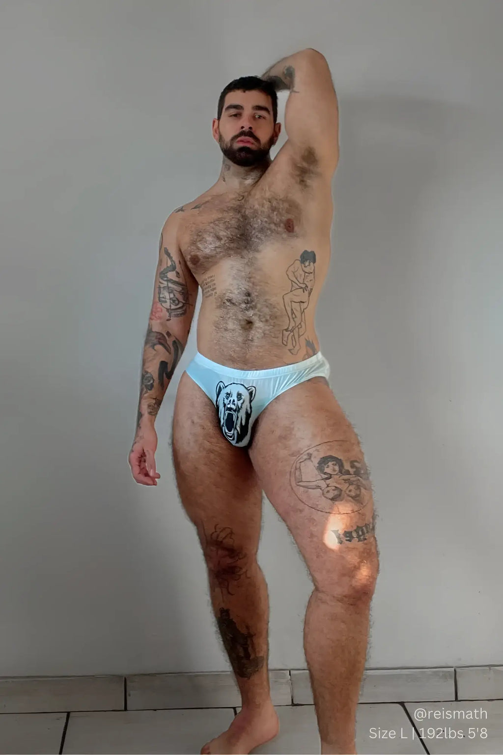 Light blue Lovesick briefs with a black and white polar bear graphic on the front for comfortable everyday wear
