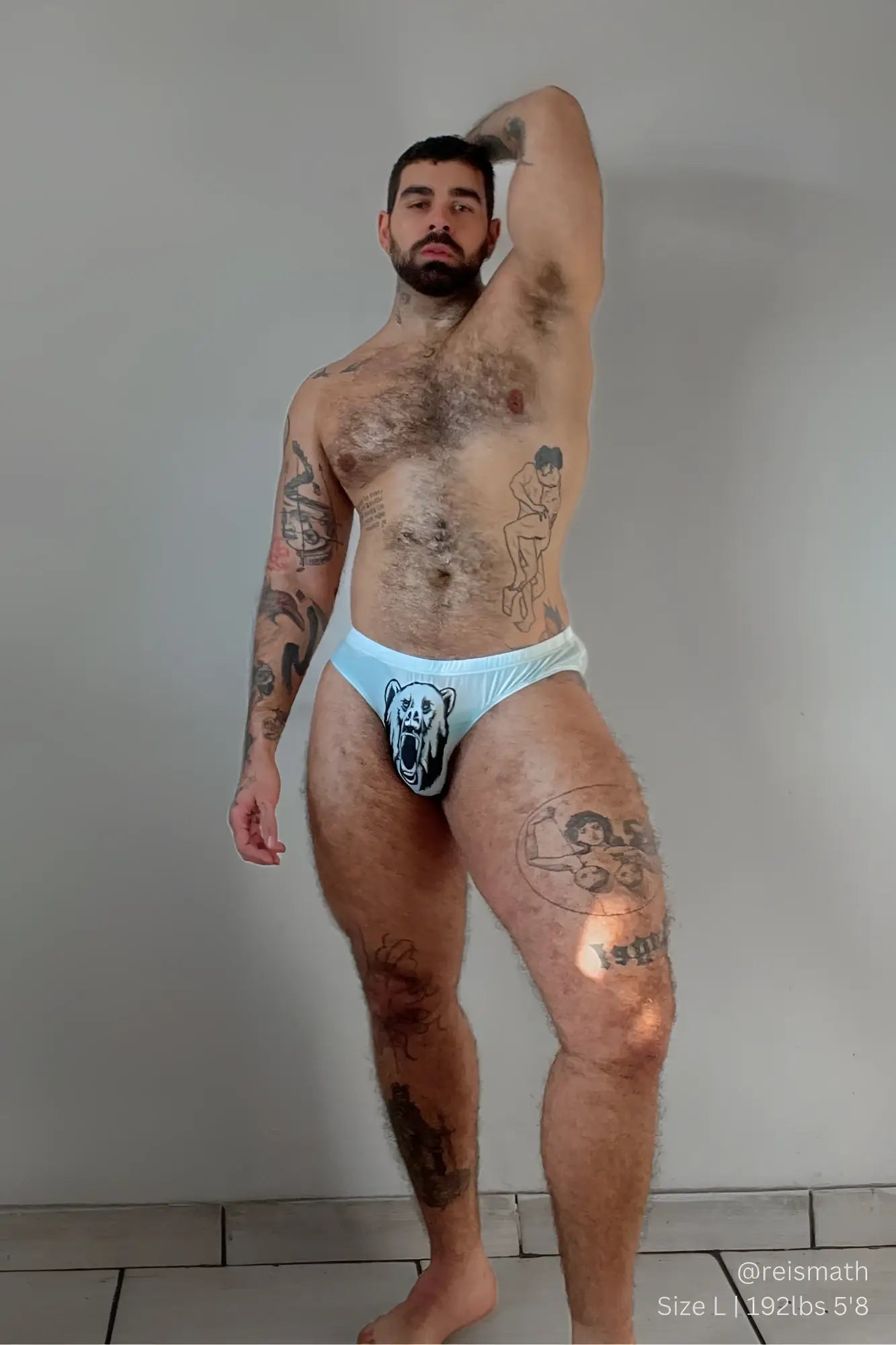 Light blue Lovesick briefs with a black and white polar bear graphic on the front for comfortable everyday wear