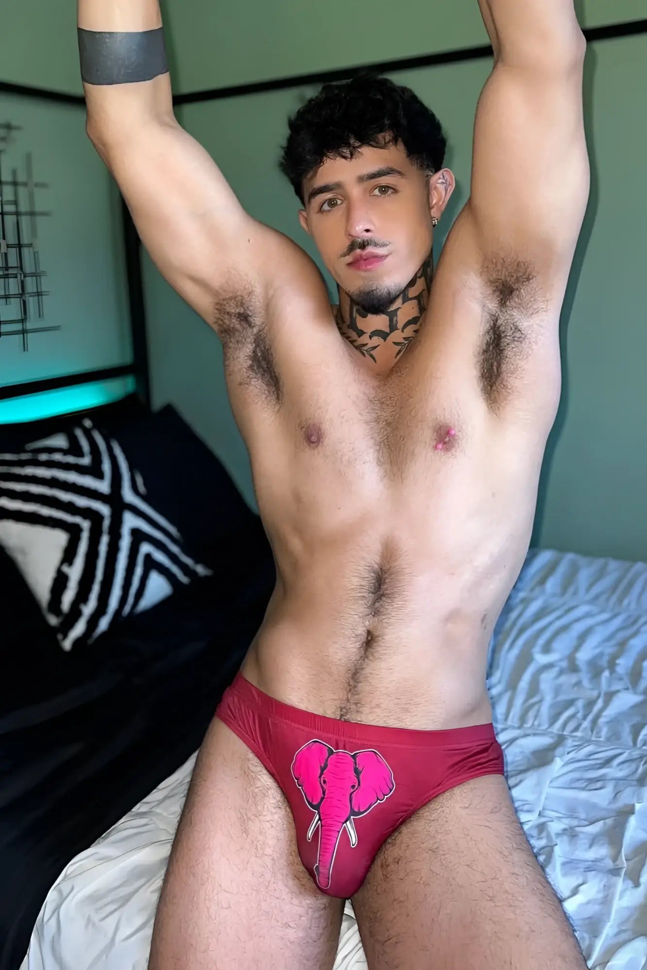 Red elephant-themed lovesick briefs in cotton blend fabric designed for comfortable everyday wear