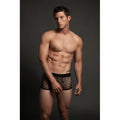 Luca star men’s boxers black sheer boxer briefs with subtle star pattern and solid black waistband