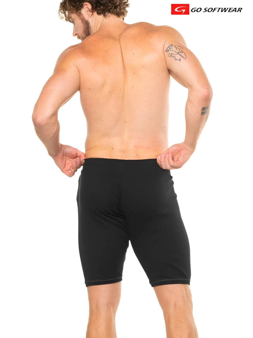 Black athletic shorts lumber jack jam with sleek form-fitting design and subtle stitching along the hem