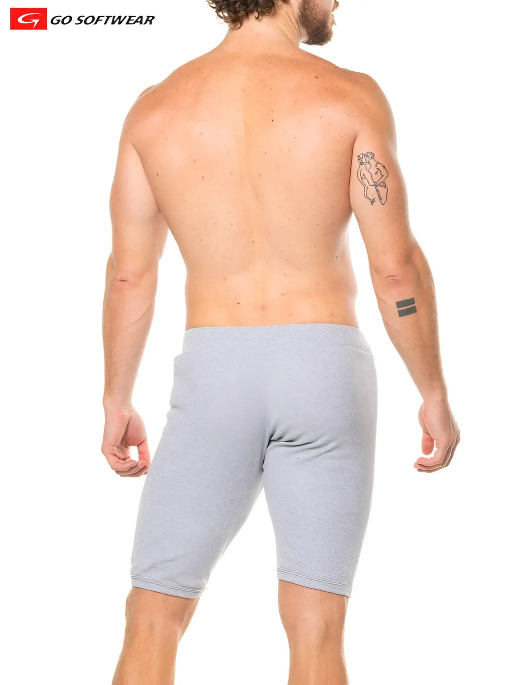 Gray heathered cotton lumber jack jam shorts with snug fit and elastic waistband for comfortable wear