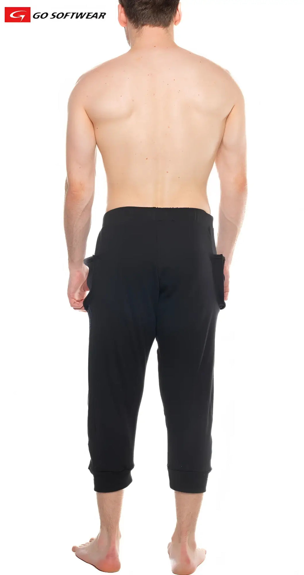 Black capri-length lumber jack lounge pant joggers with side pockets and elastic cuffs from go softwear