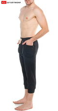 Black cotton lumber jack lounge pant joggers with drawstring waist and side pockets for comfortable lounging