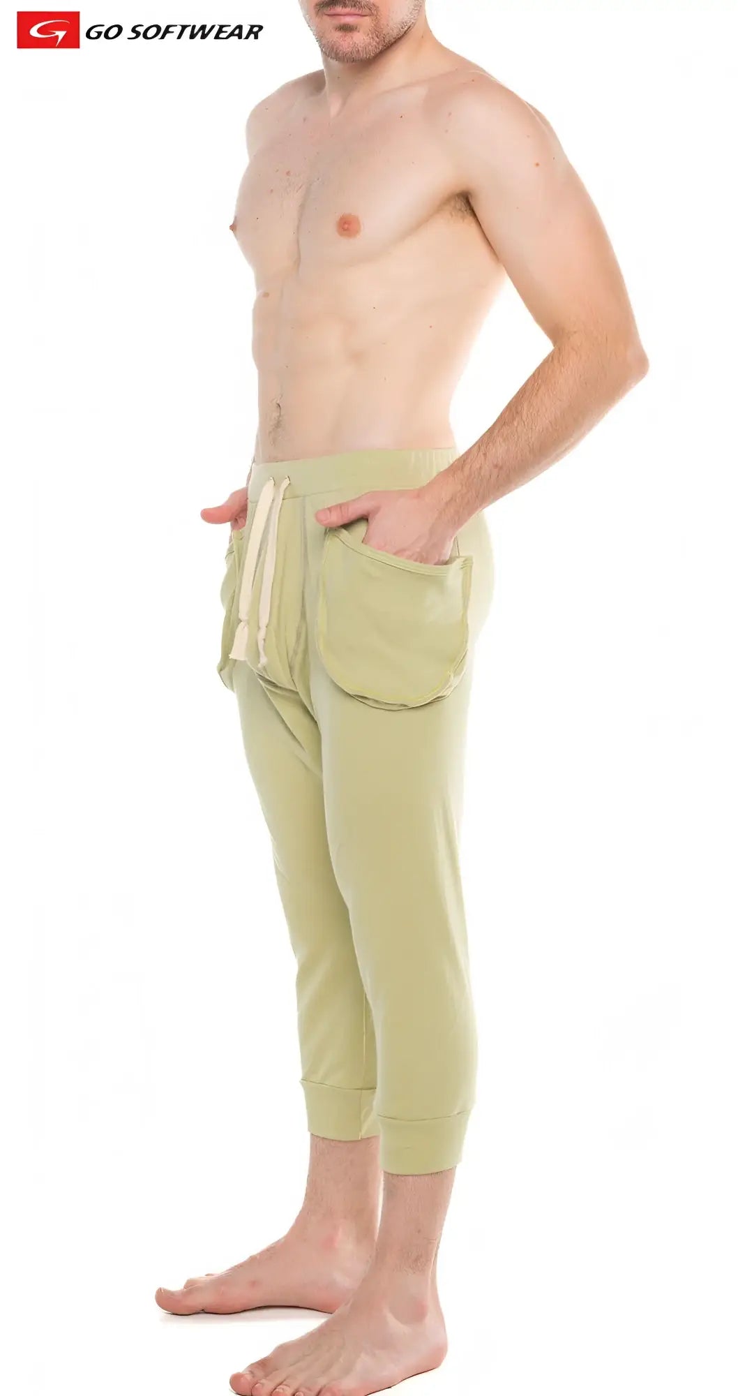 Lumber jack lounge pant light green soft fabric joggers with side pockets and drawstring waistband