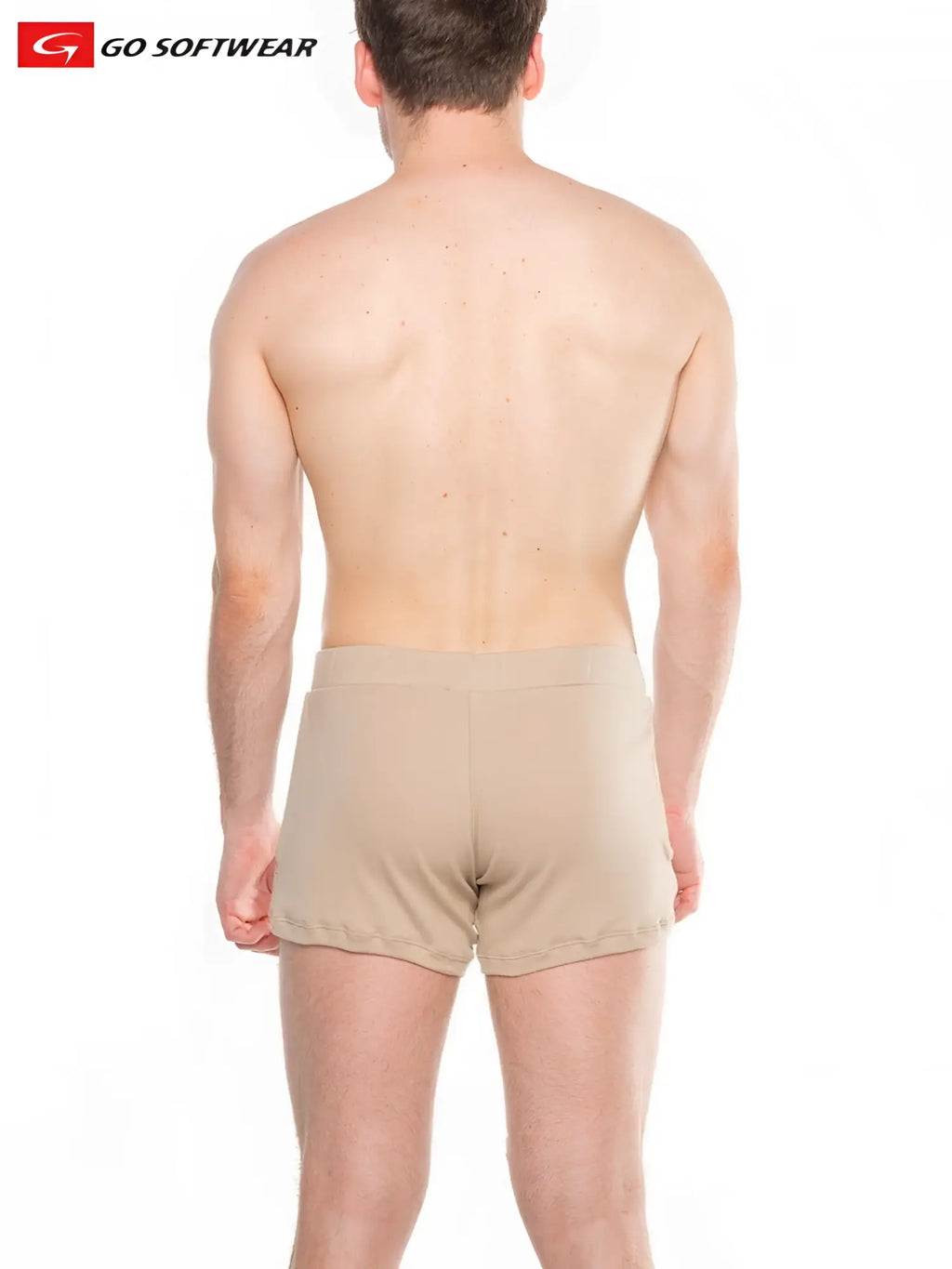 Beige men’s briefs from go softwear with smooth fabric and tailored fit in the lumber jack lounge short with pockets