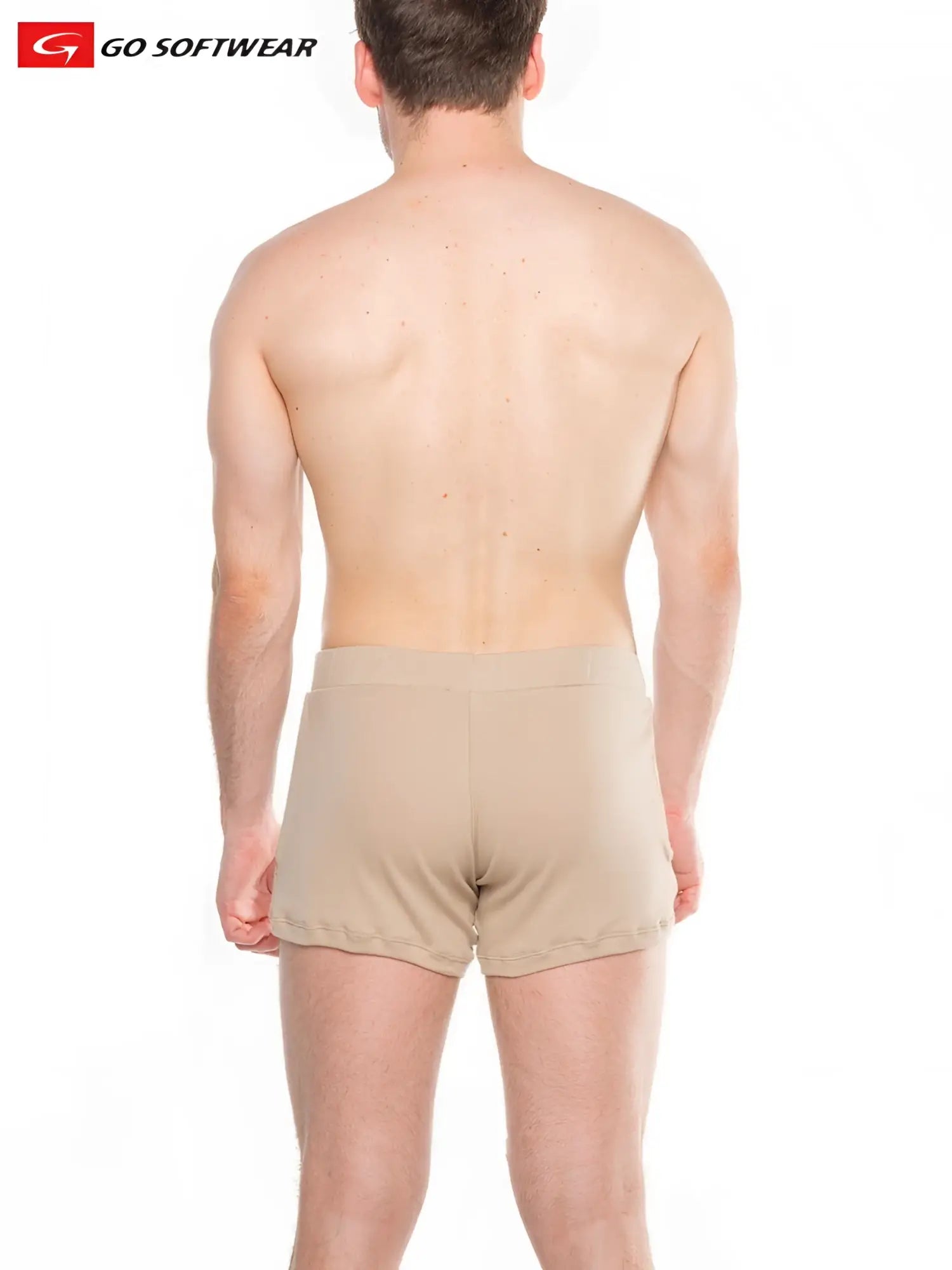 Beige men’s briefs from go softwear with smooth fabric and tailored fit in the lumber jack lounge short with pockets