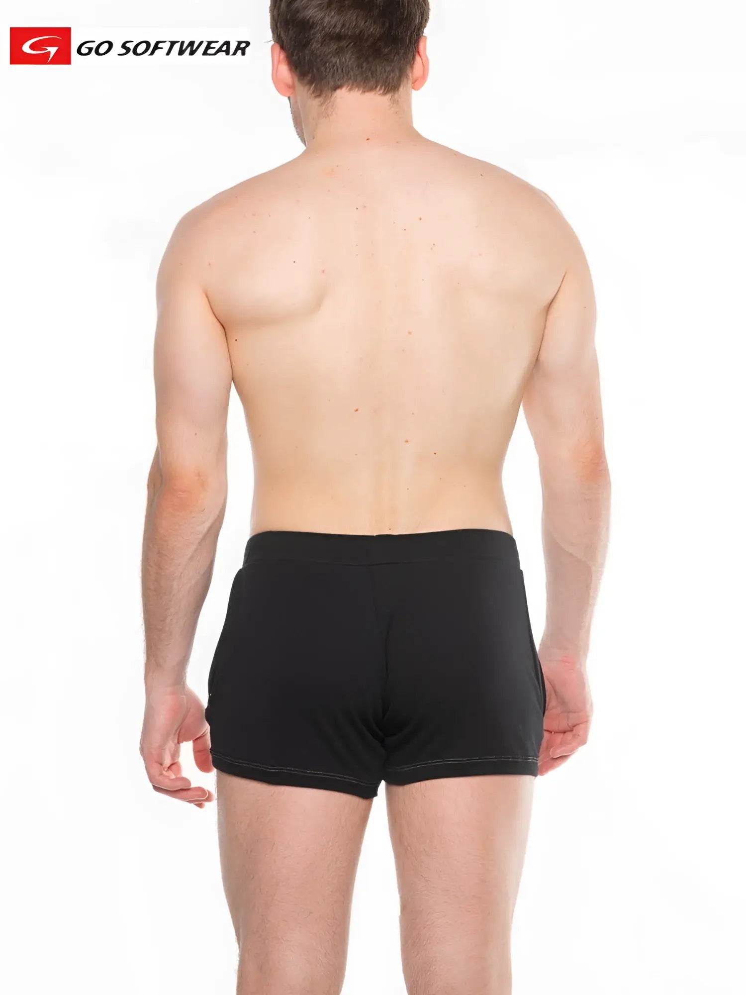 Black lumber jack lounge short athletic briefs with sleek form-fitting design and subtle stitching along hem