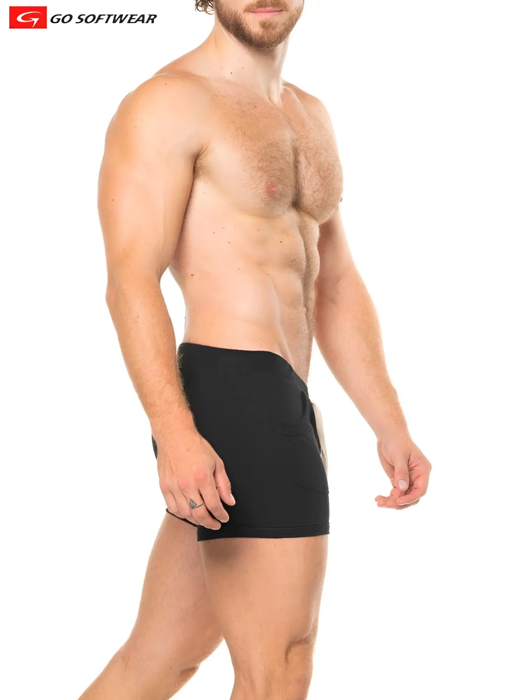 Lumber Jack Shorty black athletic briefs with sleek form-fitting design and subtle side pocket for active use