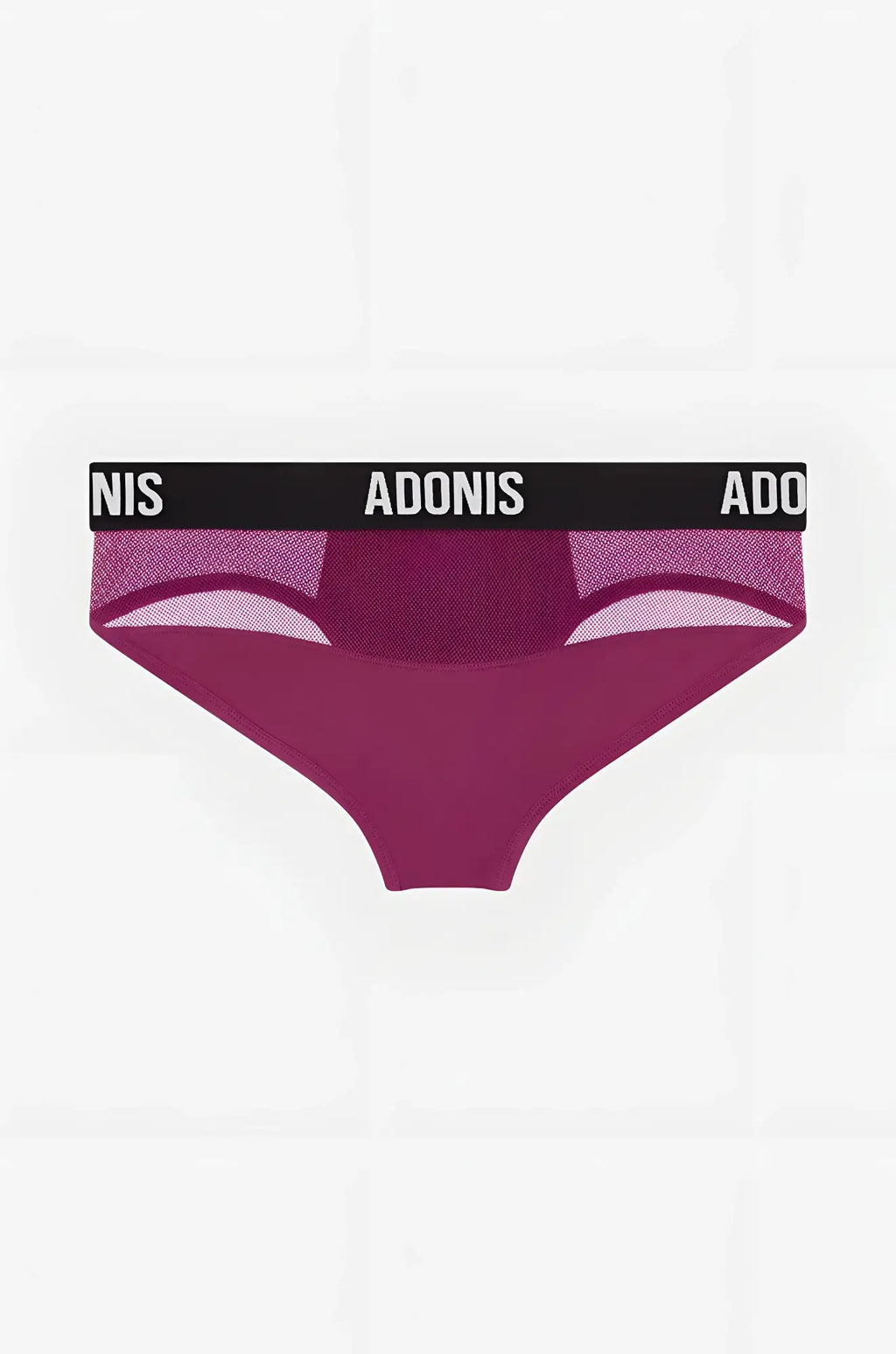 Magenta luxe red plum mesh briefs with black adonis waistband for breathable stylish comfort