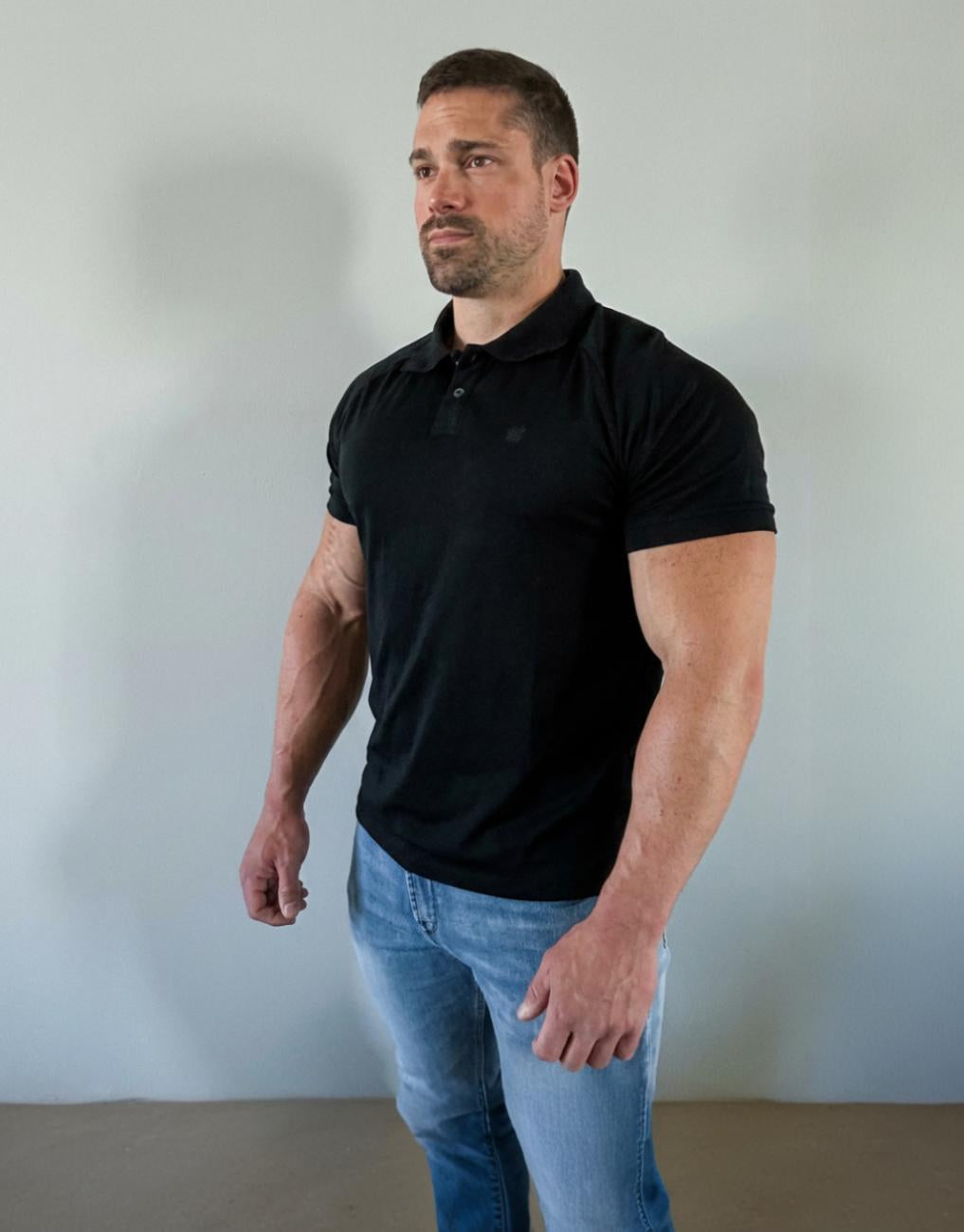 Jed North Men's Muscle Fit All-Day Polo T-Shirt - Onyx Black