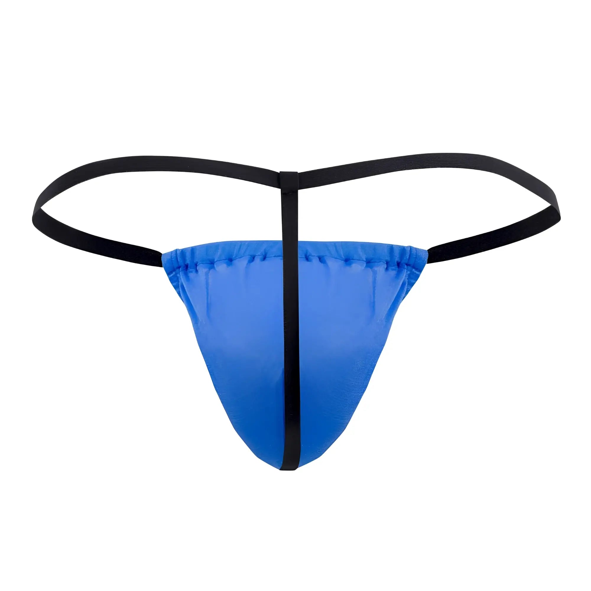 Blue and black magic silk 2706 silk g-string with smooth satin-like fabric and elastic straps in cobalt color