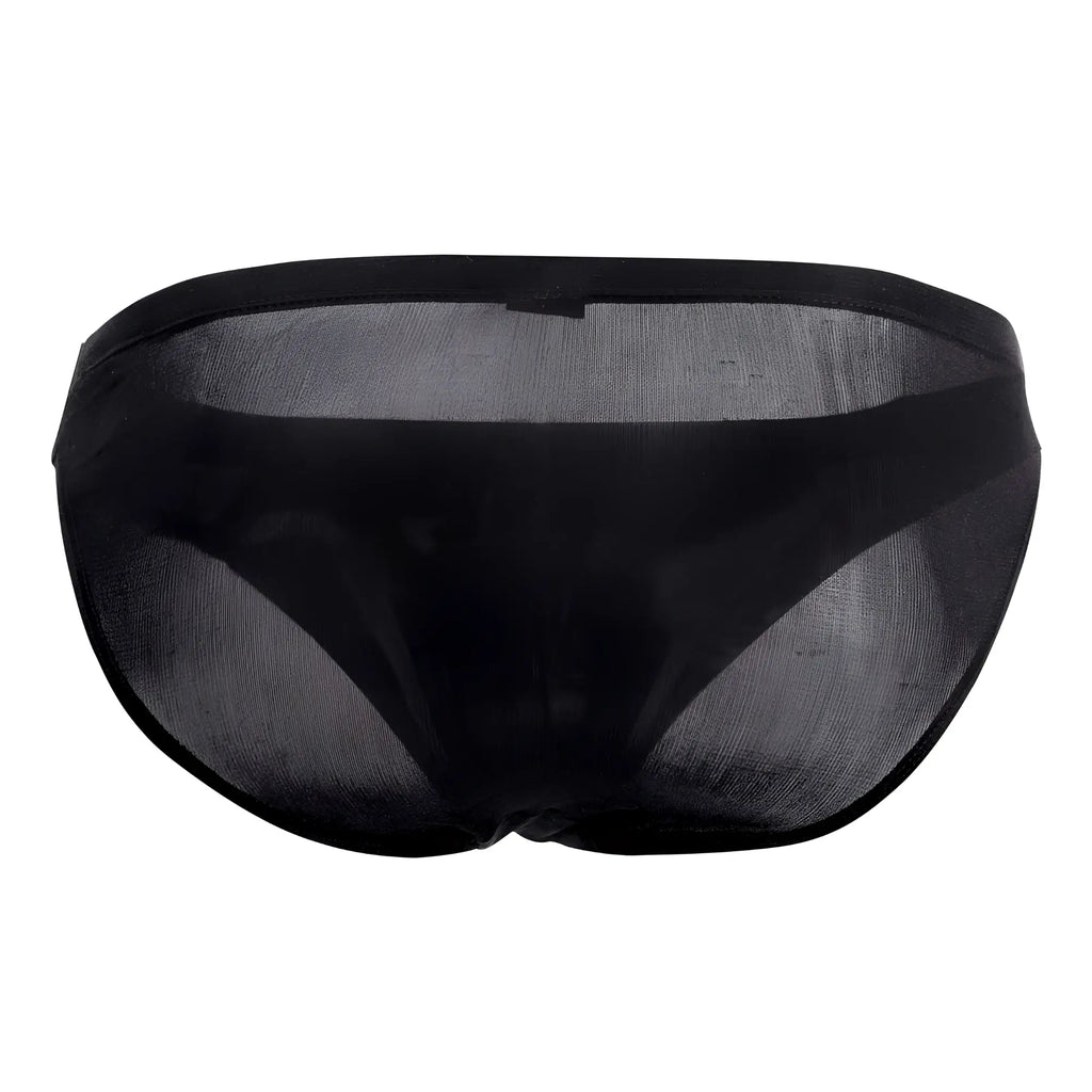 Black sheer mesh magic silk 6606 briefs with solid black waistband showing front side details