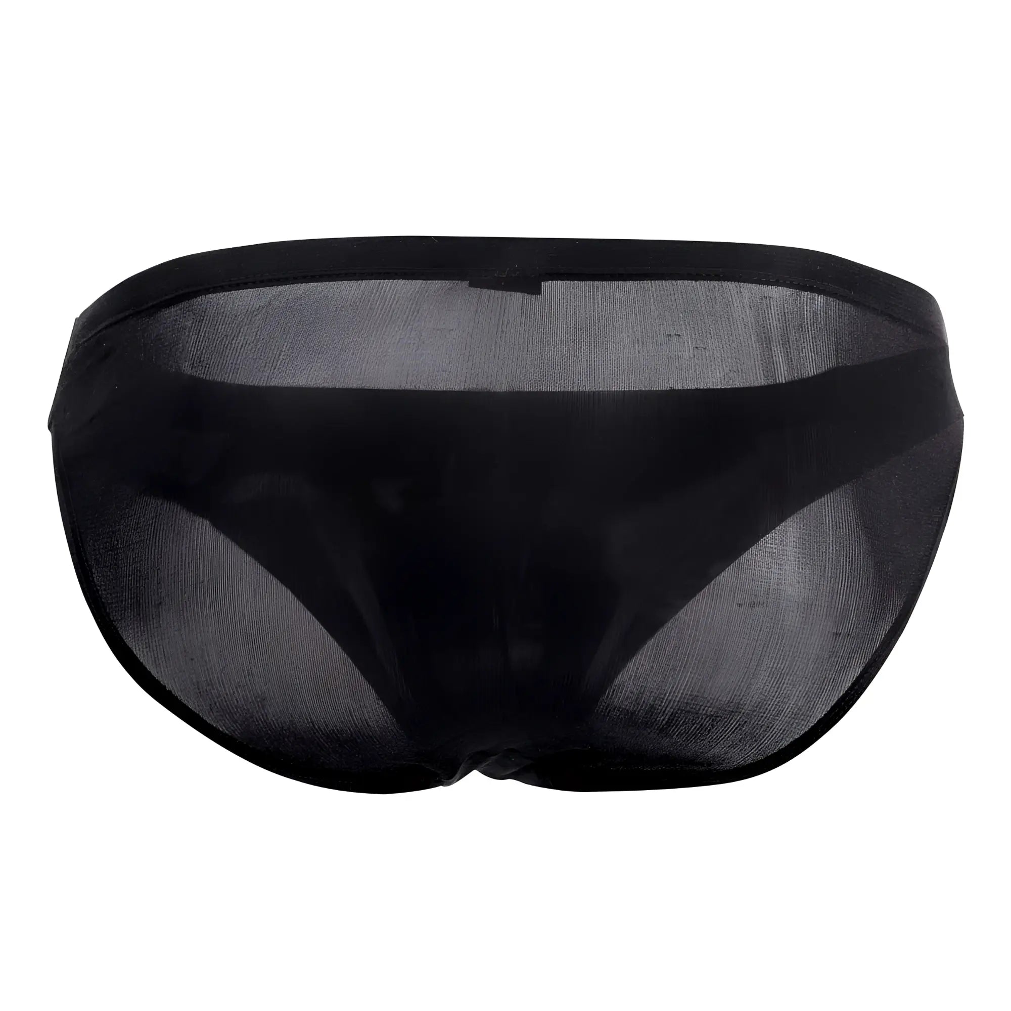 Black sheer mesh magic silk 6606 briefs with solid black waistband showing front side details