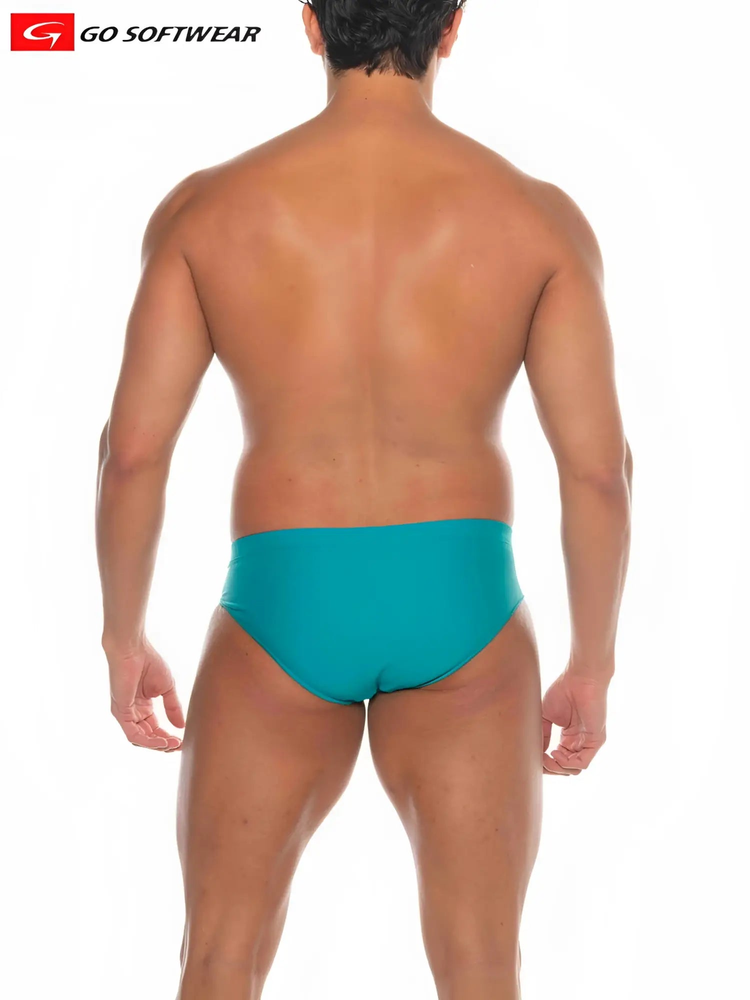 Teal-colored swim trunks by go softwear from majorca bikini swim collection designed for comfortable beachwear
