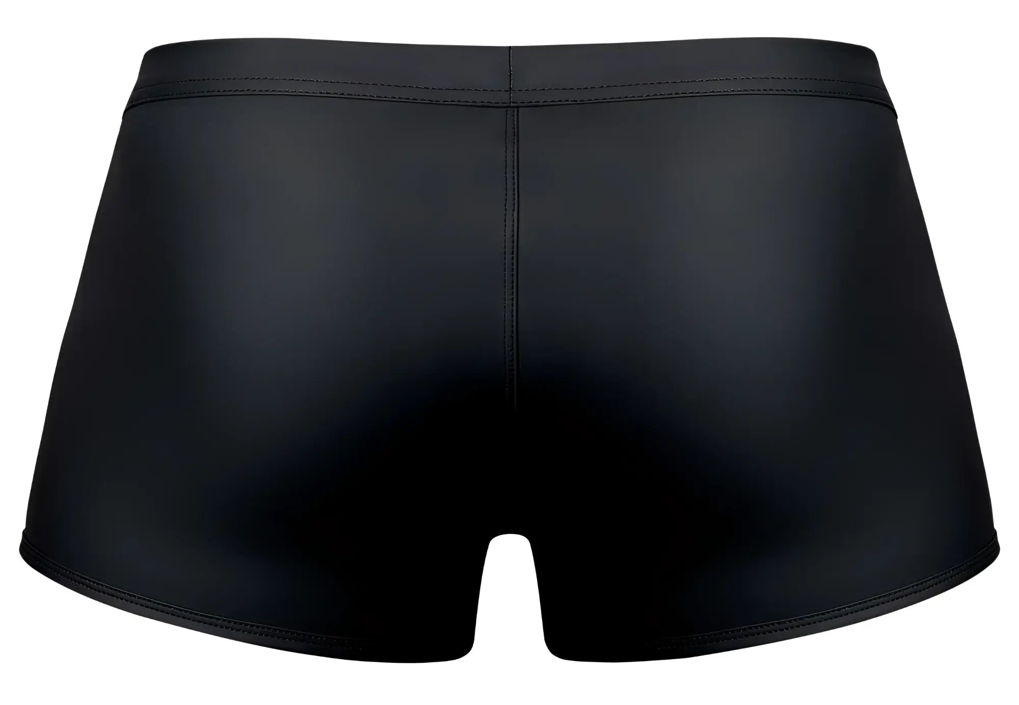 Male power 120-298 oh snap snap off short in black glossy finish with sleek form-fitting swim trunks design