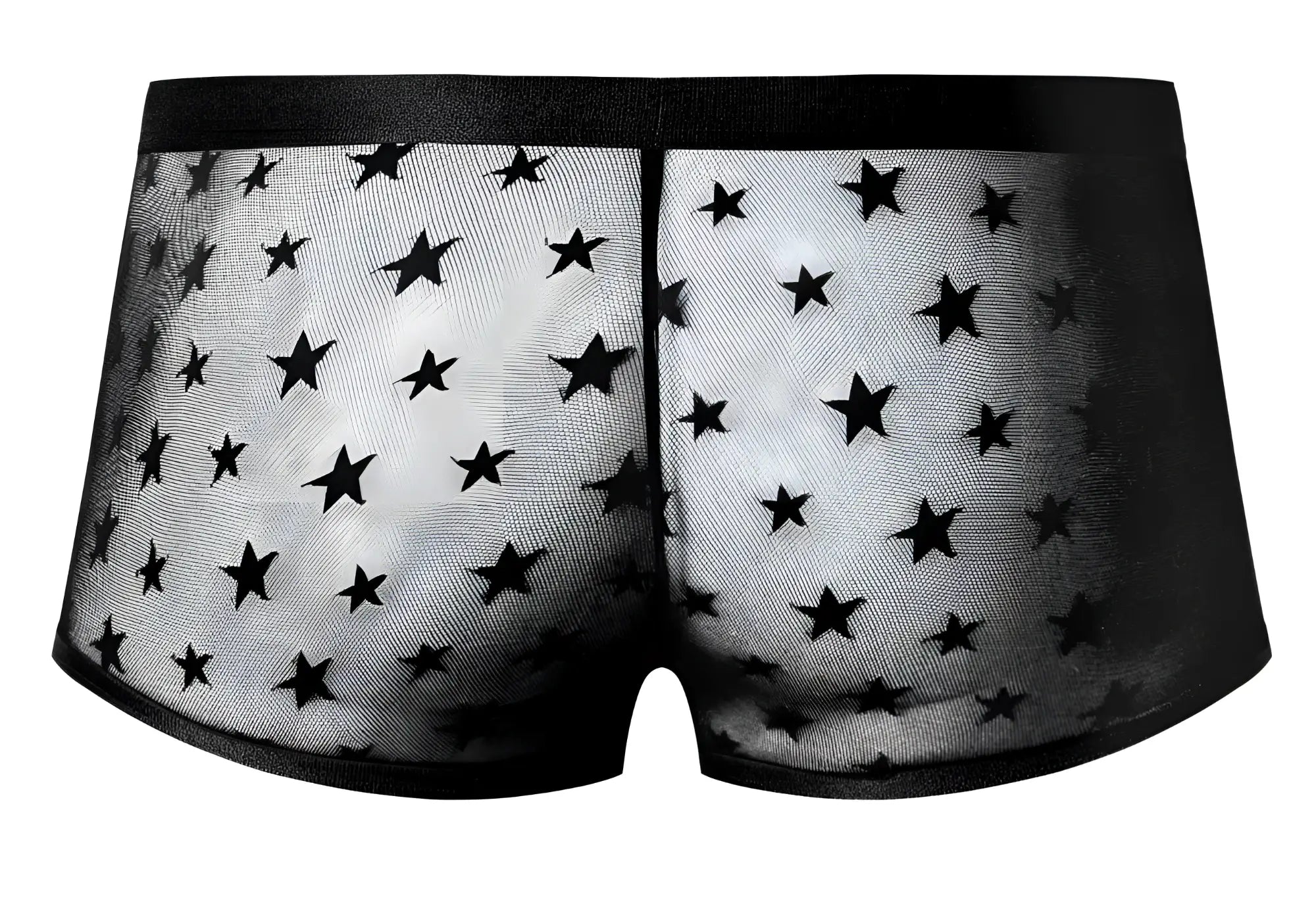 Male power 122-291 love star sheer black men’s underwear with star pattern and solid black waistband
