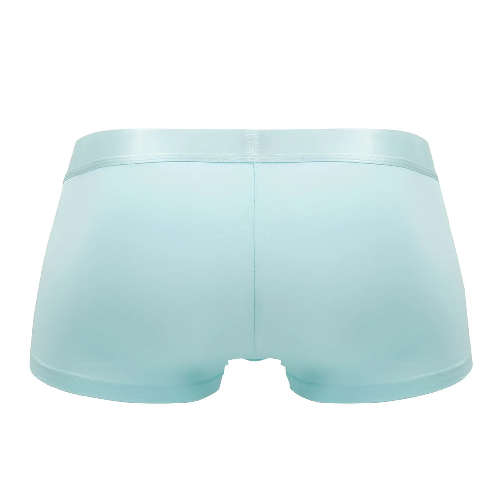 Light blue cotton male power 129-281 easy breezy mini shorts with smooth satin-like waistband in aqua color