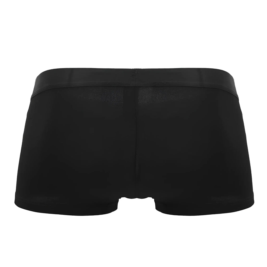 Male power 129-281 easy breezy mini short black seamless fabric briefs with elastic waistband for comfortable wear