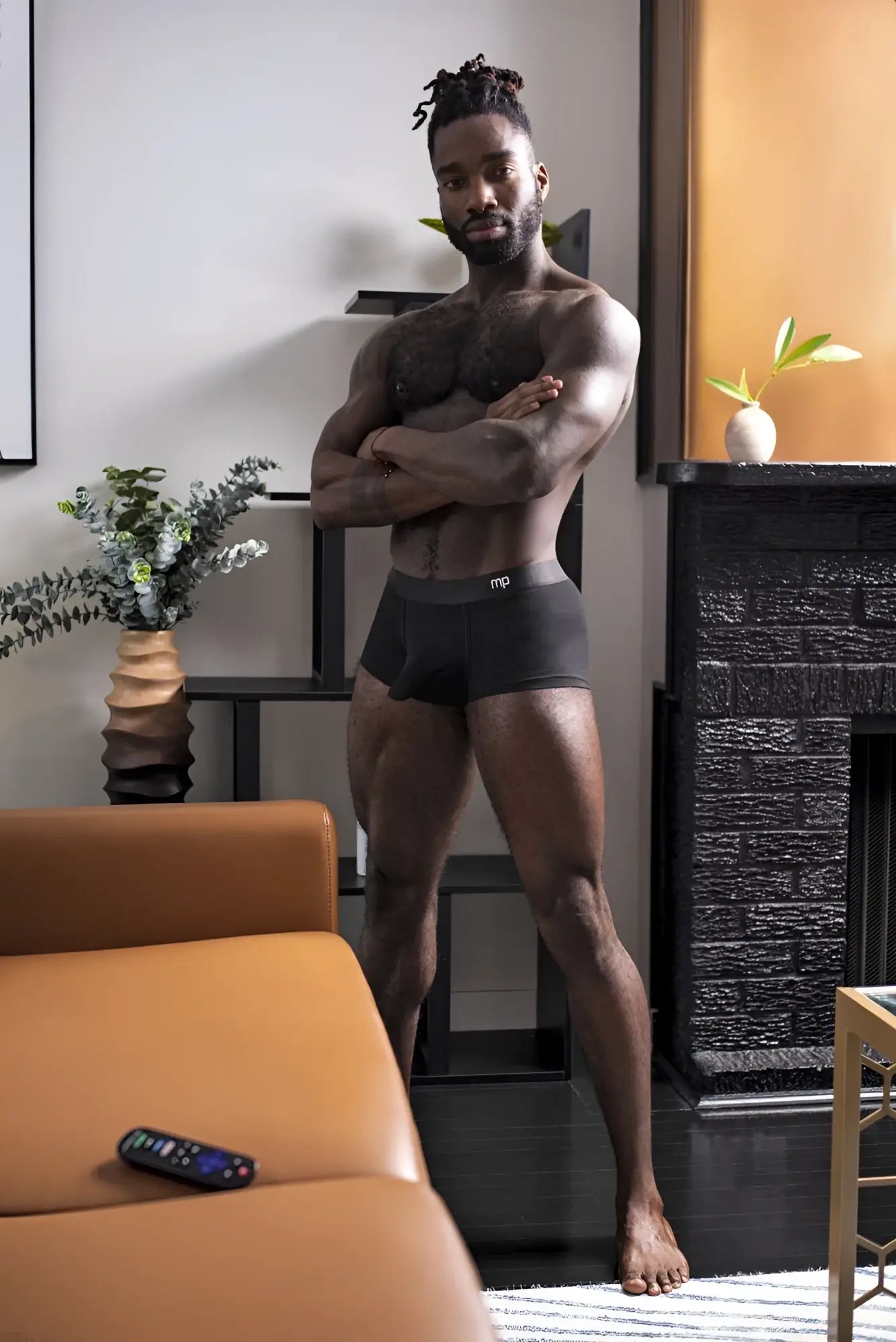 Black male power 129-281 easy breezy mini short briefs with sleeves designed for comfort and support