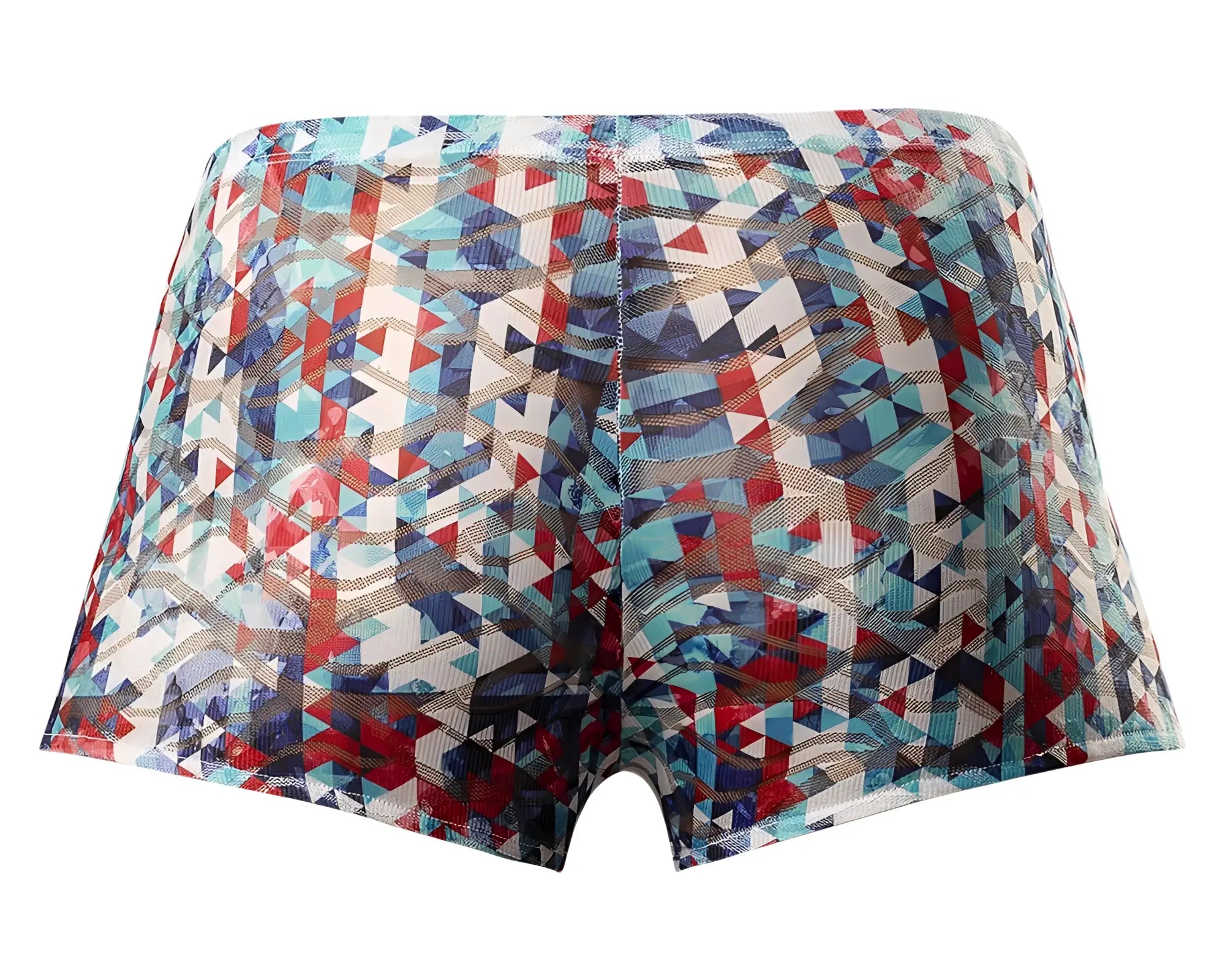 Male power 131-293 your lace or mine colorful geometric-patterned pouch boxer shorts in red white blue blend
