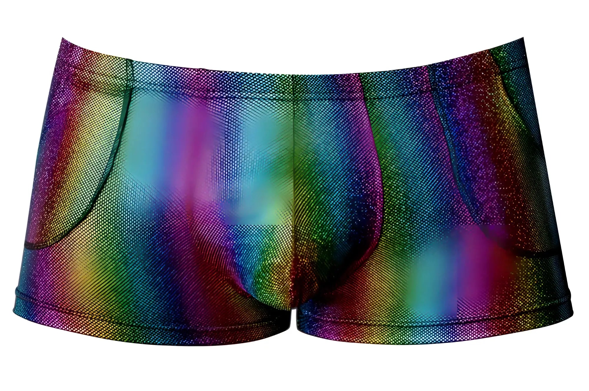 Male power 132-297 rainbow mesh brief with glitter pattern and side pockets for men