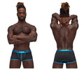 Black male power 143-270 casanova uplift mini short briefs with bright blue trim and branded waistband