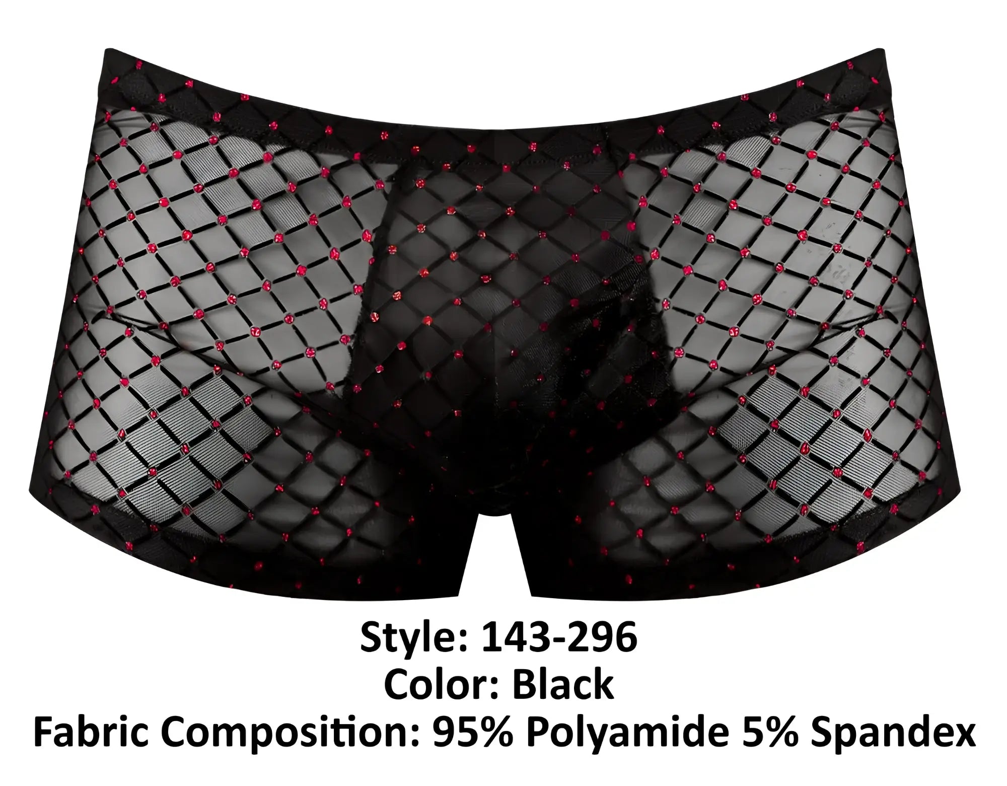 Male power 143-296 widow maker black mesh briefs with diamond pattern and pink rhinestones mini pouch short
