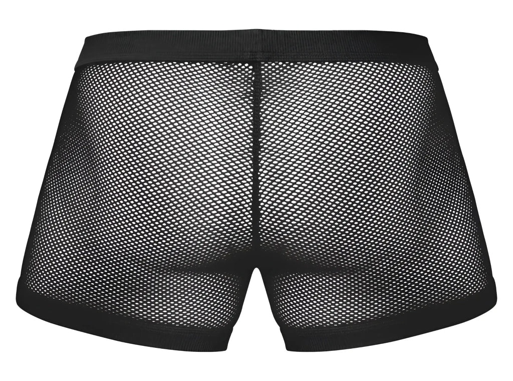 Black mesh male power 152-11c fishnet briefs with solid elastic waistband and leg openings