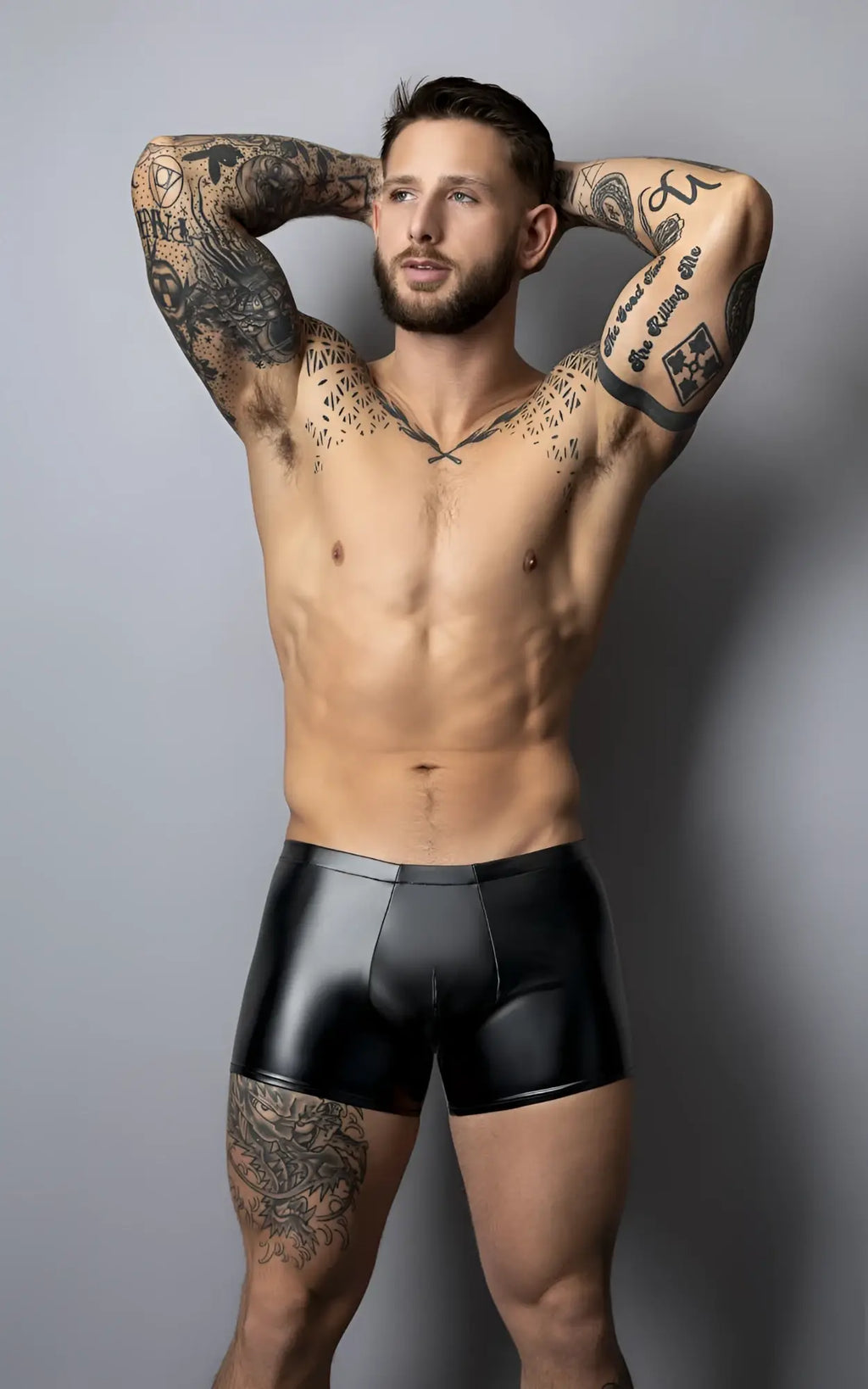 Black glossy latex briefs male power 153-301 liquid onyx 2.0 pouch short smooth form-fitting design