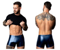 Male Power 153-301 Liquid Onyx 2.0 shiny navy blue faux leather pouch briefs for men