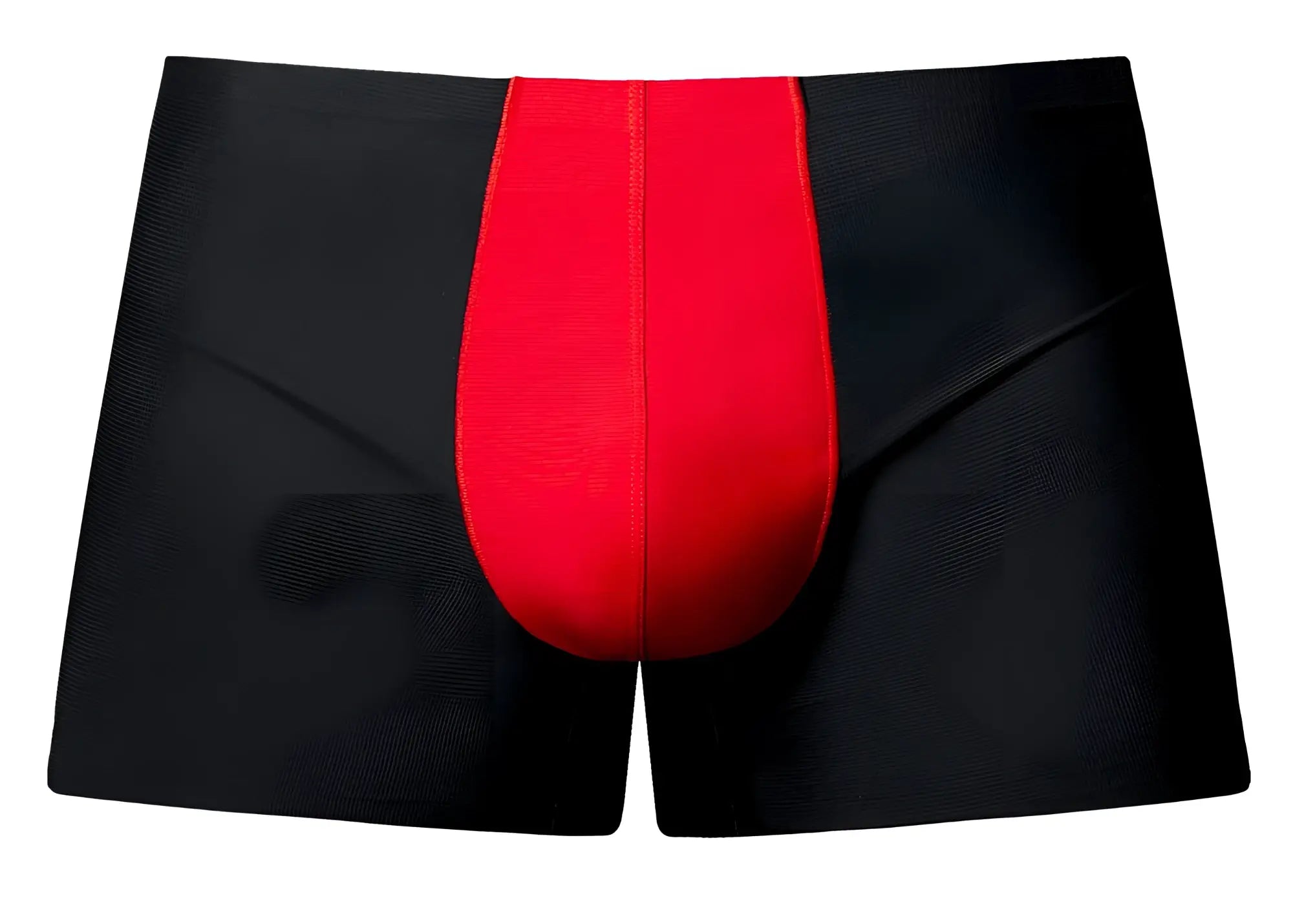 Male power 154-300 hot mesh pouch short black briefs with bold red central mesh panel for enhanced comfort