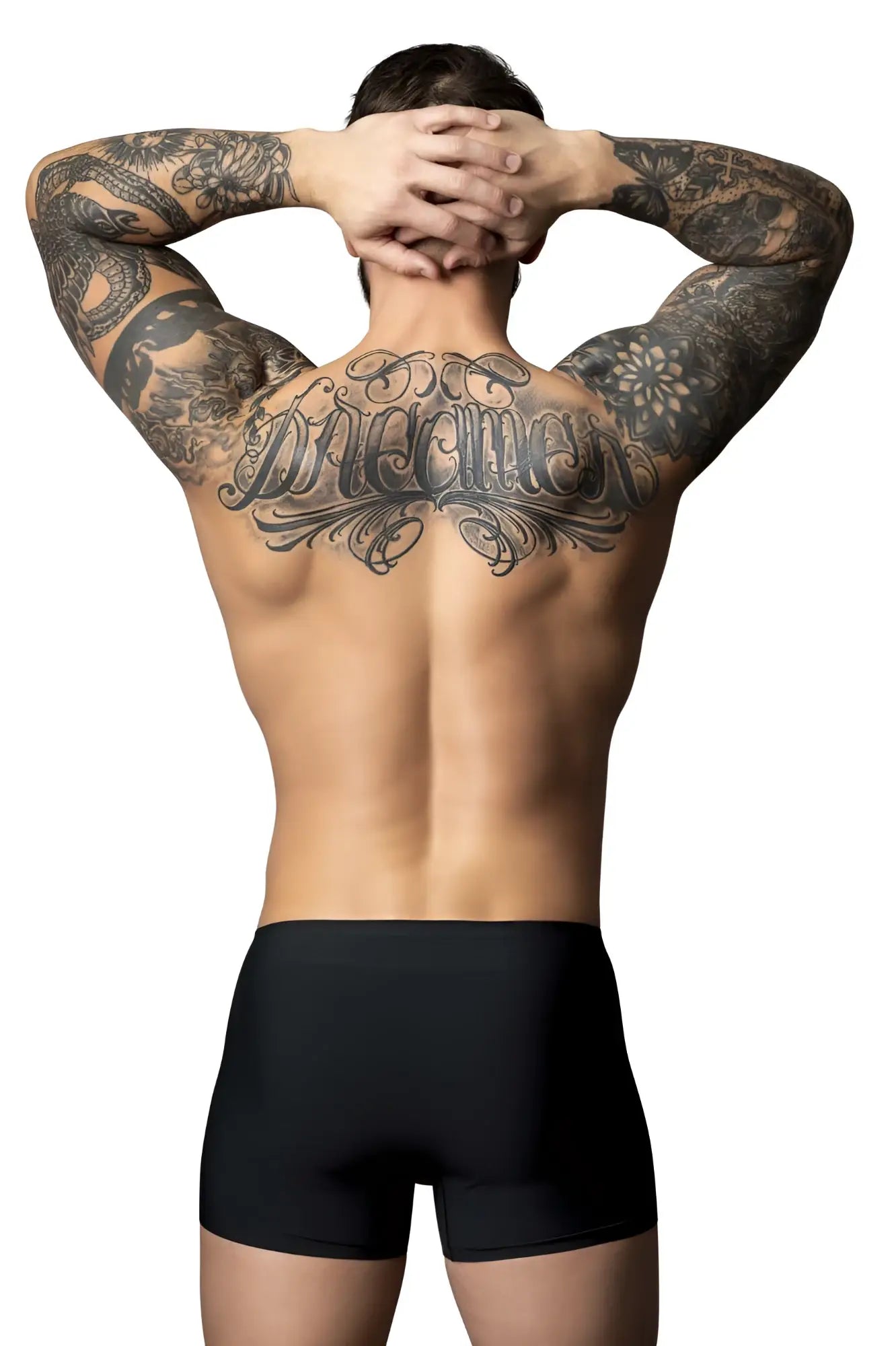 Black male power 154-300 hot mesh pouch briefs with smooth form-fitting material and red accents