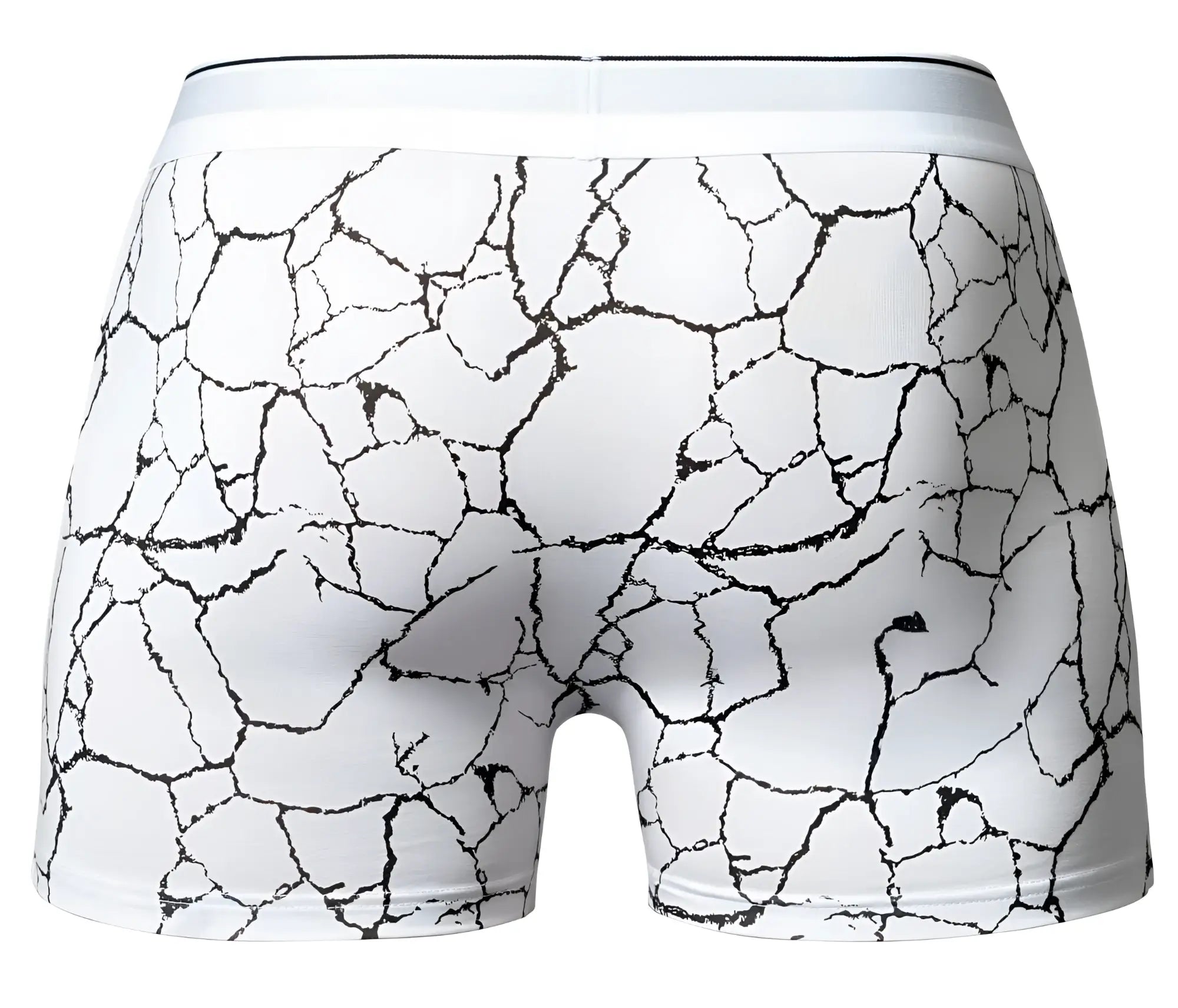 White-black Male Power 160-299 Soo Cumfy boxer briefs with black cracked earth pattern for comfortable wear