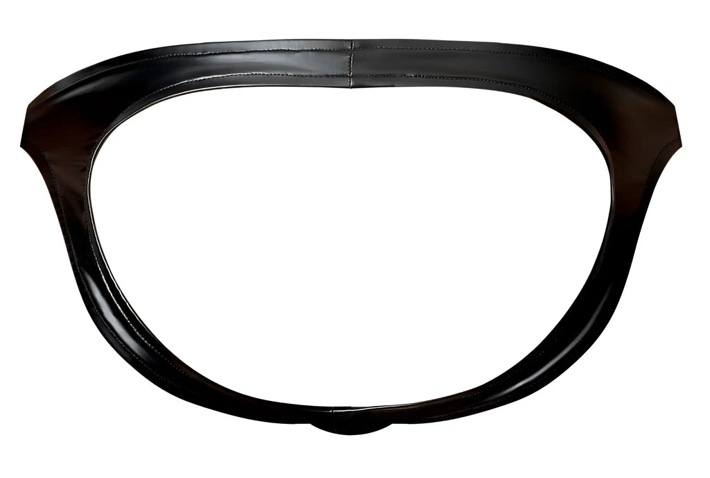 Black glossy leather garter belt with smooth curved design and visible stitching male power 300 301 liquid onyx 2 0