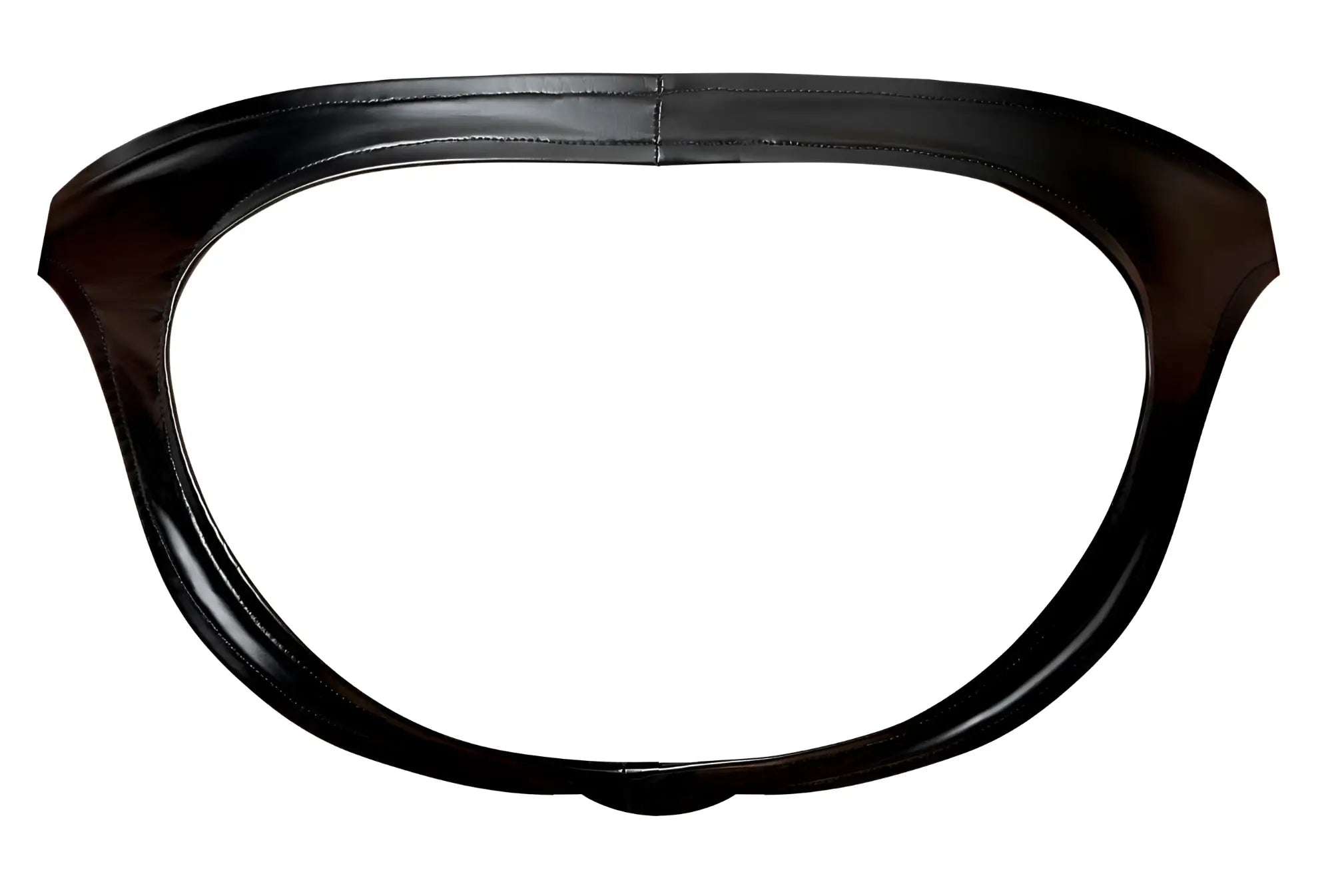 Black glossy leather garter belt with smooth curved design and visible stitching male power 300 301 liquid onyx 2 0