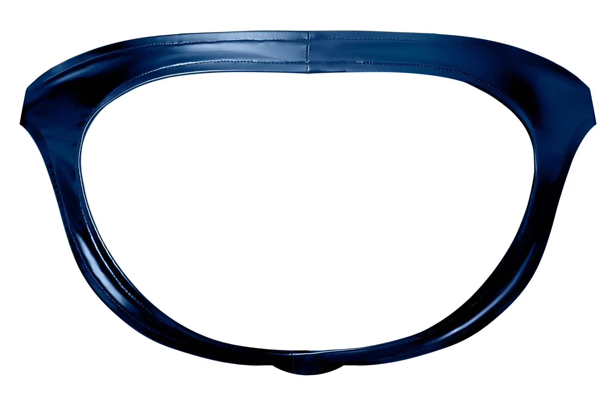 Dark blue glossy latex bikini bottom with smooth seamless design from male power liquid onyx 2.0 moonshine collection