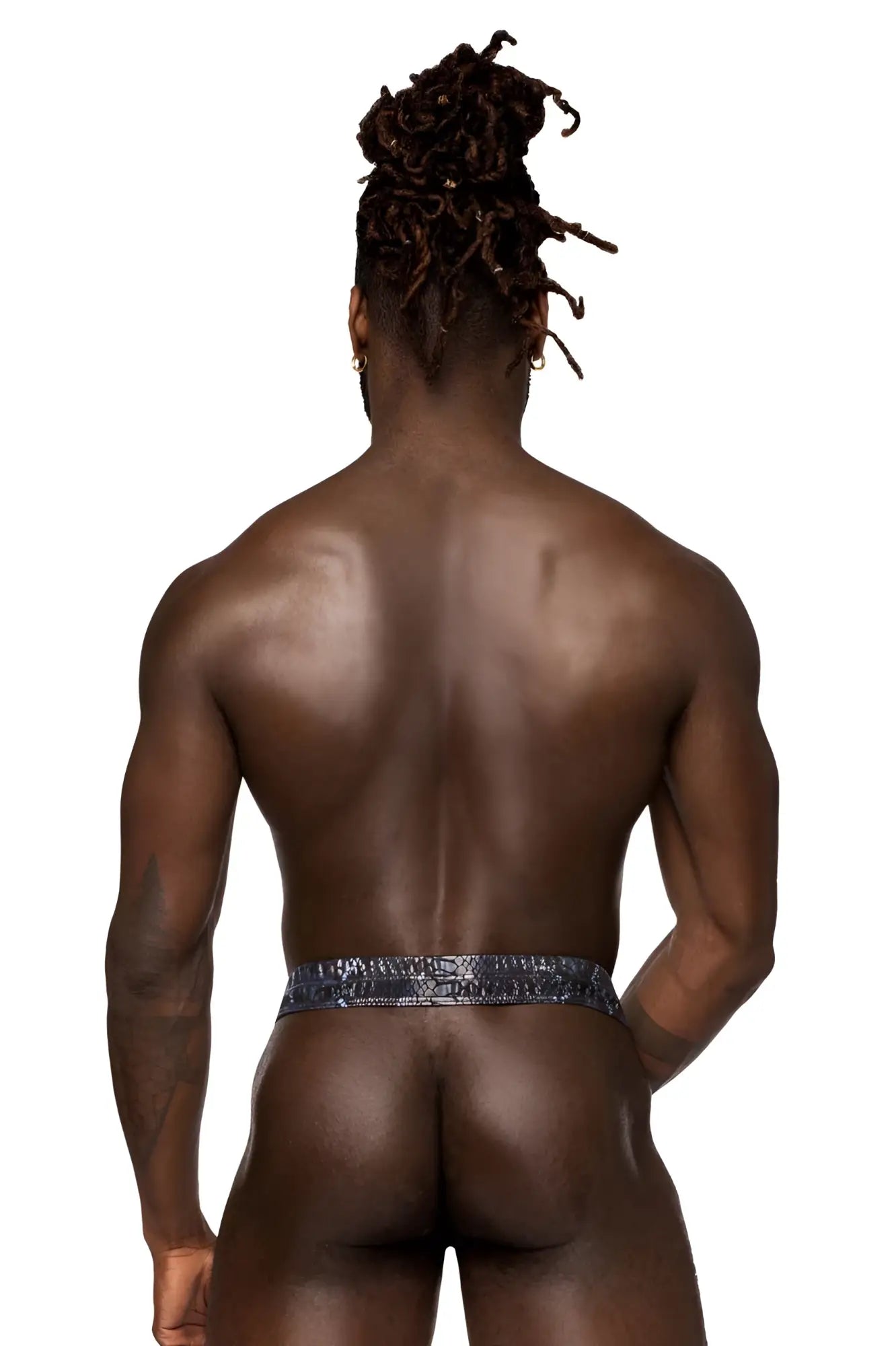 Male power 334-282 blue sequined waistband briefs in black and blue designed for bold and stylish comfort