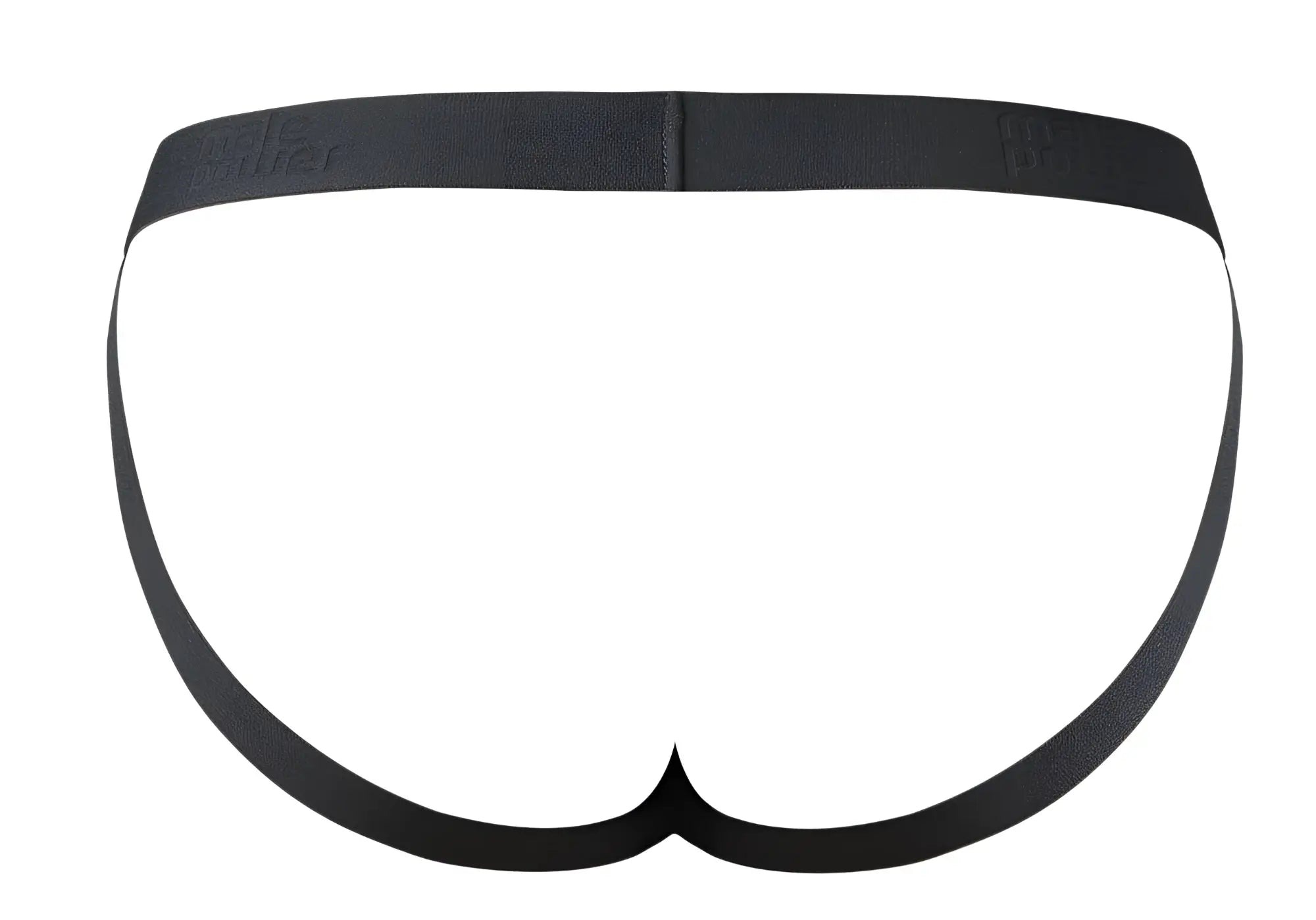 Black male power 348-304 open ended jock briefs with smooth seamless design and subtle logo on waistband