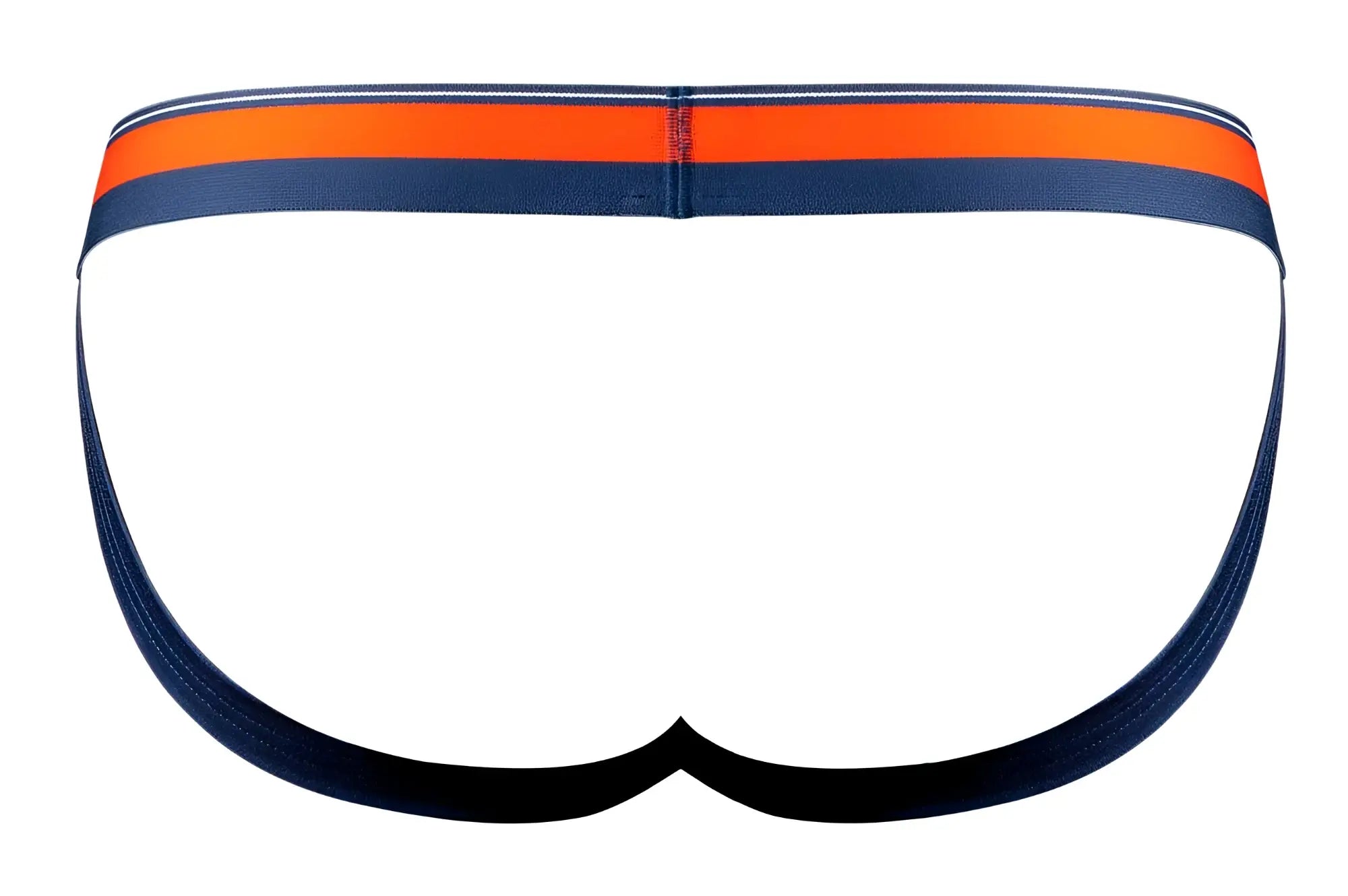 Male power 349-299 soo cumfy navy blue brief with bold orange and white striped waistband for comfortable support