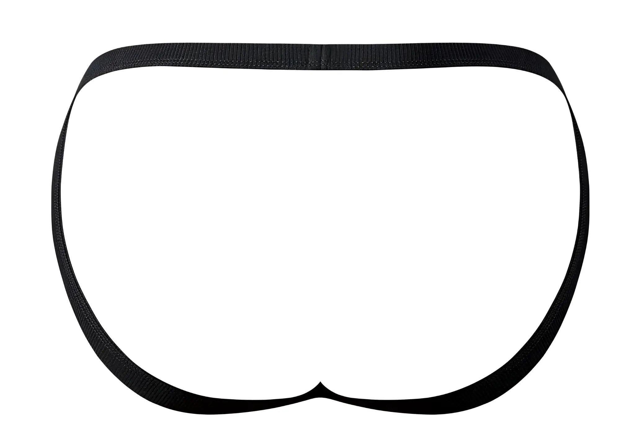 Male power 388-11c fishnet 2 jockstrap black with a smooth seamless black elastic waistband shown from the back side