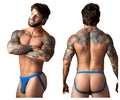 Male power 388-11c fishnet 2 jockstrap in royal blue with supportive contoured design and thin side straps