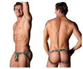 Men’s patterned briefs male power 392-295 go wild sport jock in black green and gold bold abstract design
