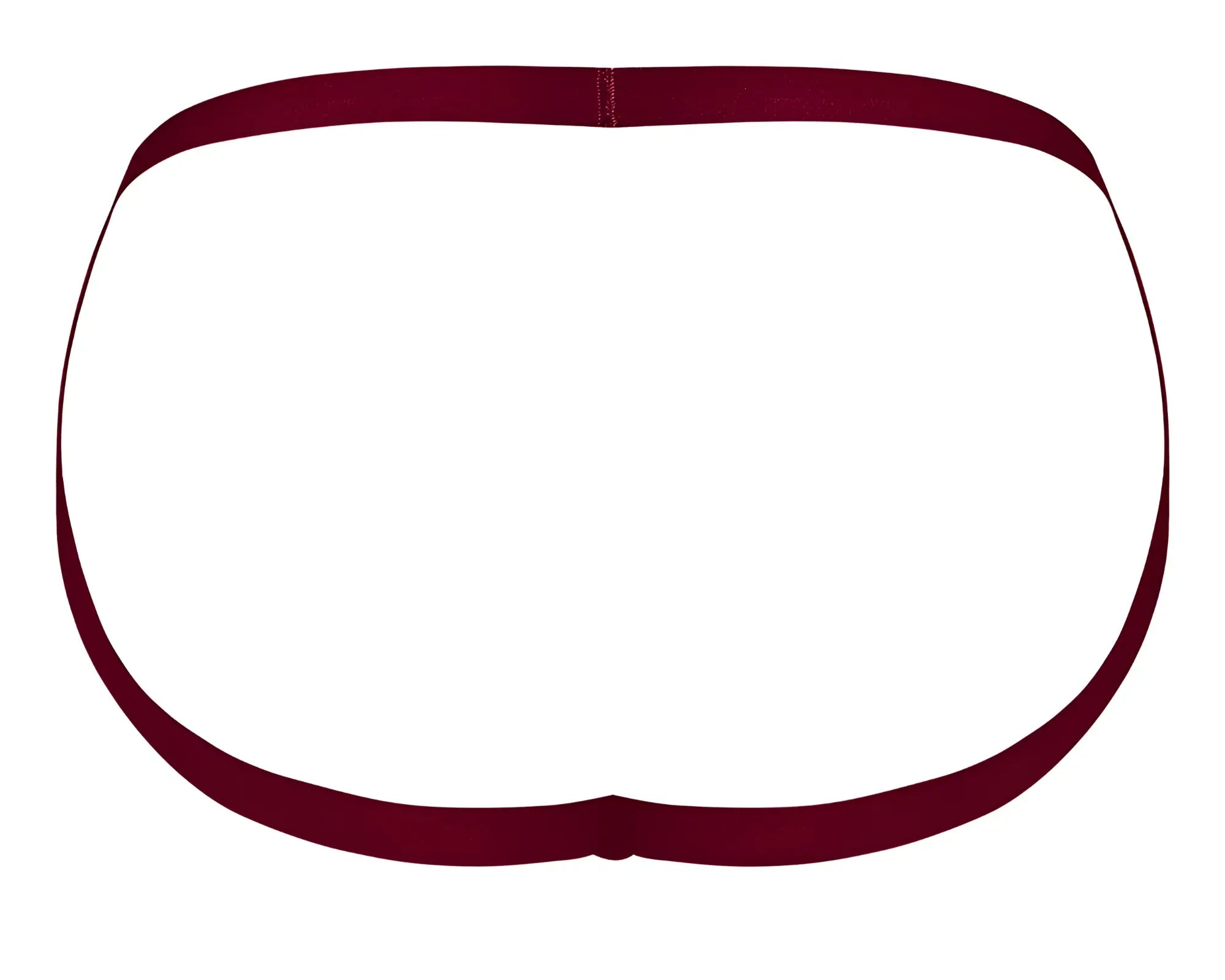 Male power 394-289 lucifer strappy jock briefs in burgundy with maroon elastic waistband for enhanced comfort