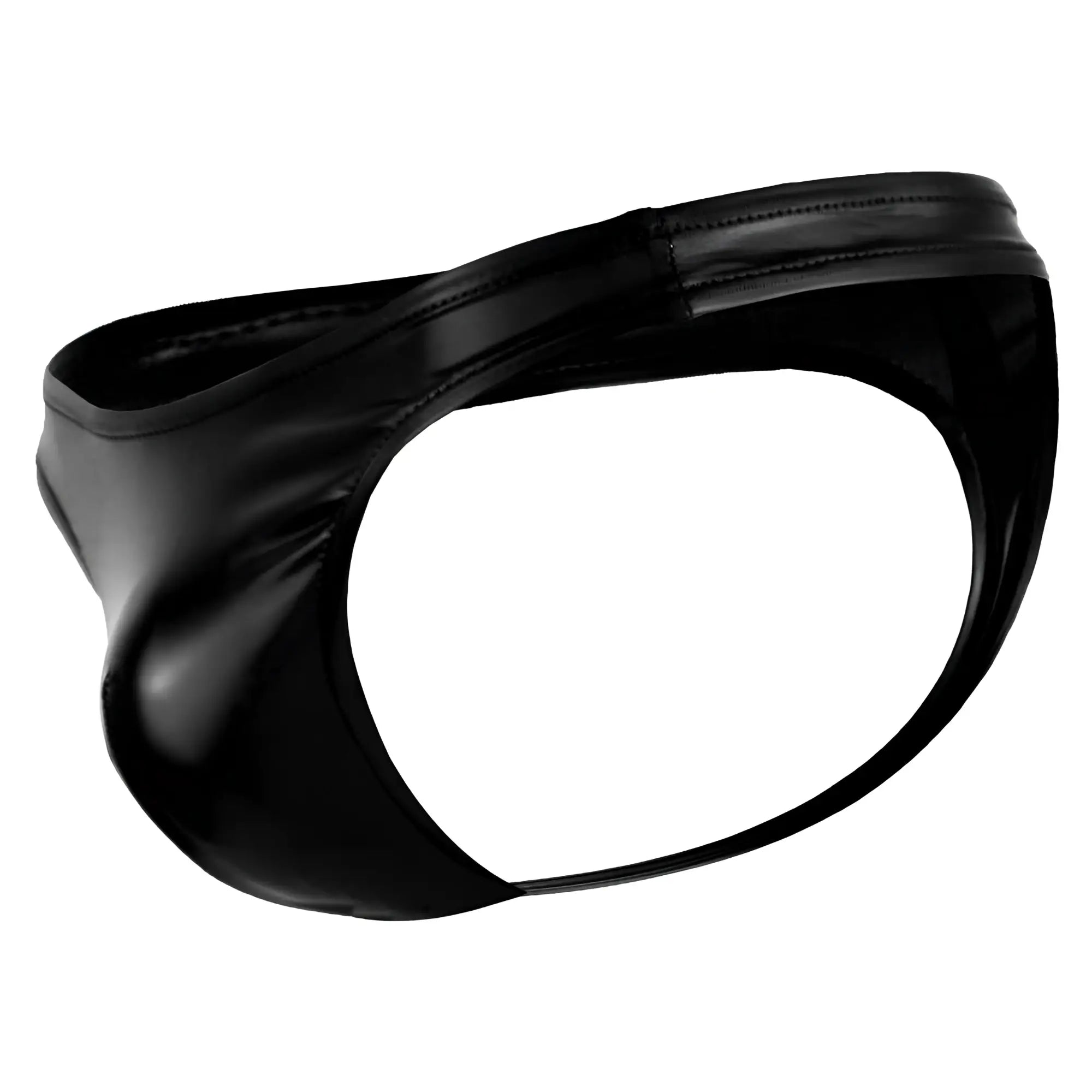 Male power 440003 liquid onyx classic thong in black glossy faux leather with sleek form-fitting design