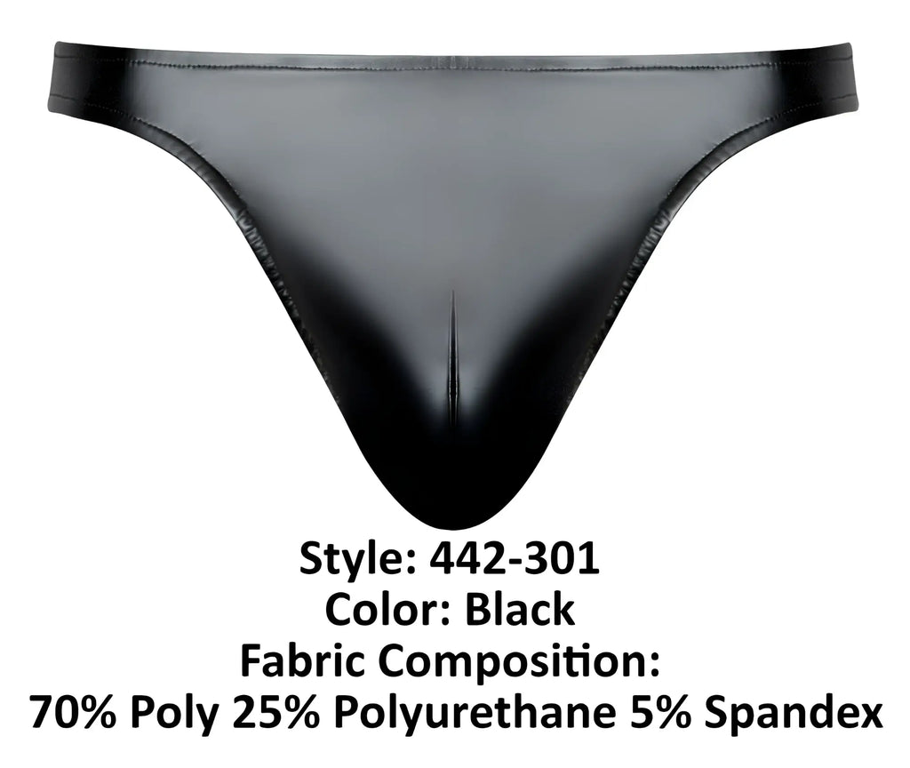 Black glossy finish male power 442-301 liquid onyx 2.0 bong thong made from stretchy polyester polyurethane blend