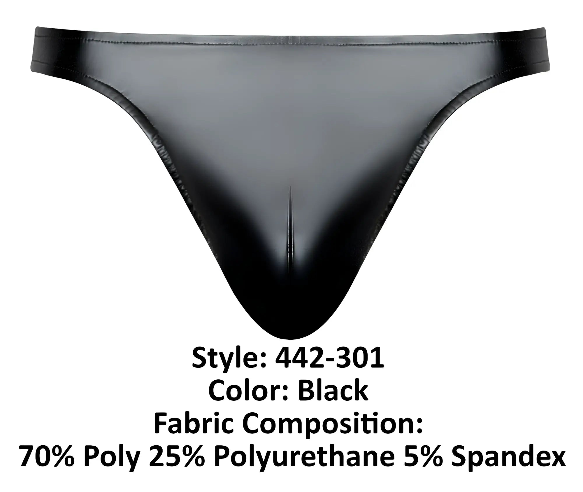 Black glossy finish male power 442-301 liquid onyx 2.0 bong thong made from stretchy polyester polyurethane blend